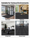 VEVOR Puzzle Exercise Mat, 24 PCS Fitness Equipment Mats, 24 x 24 x 0.56 in, High-Density EVA Foam Gym Mats Set, Interlocking Rubber Soft Tiles, Protective Floor Padding for Home, Gym, Office, Black