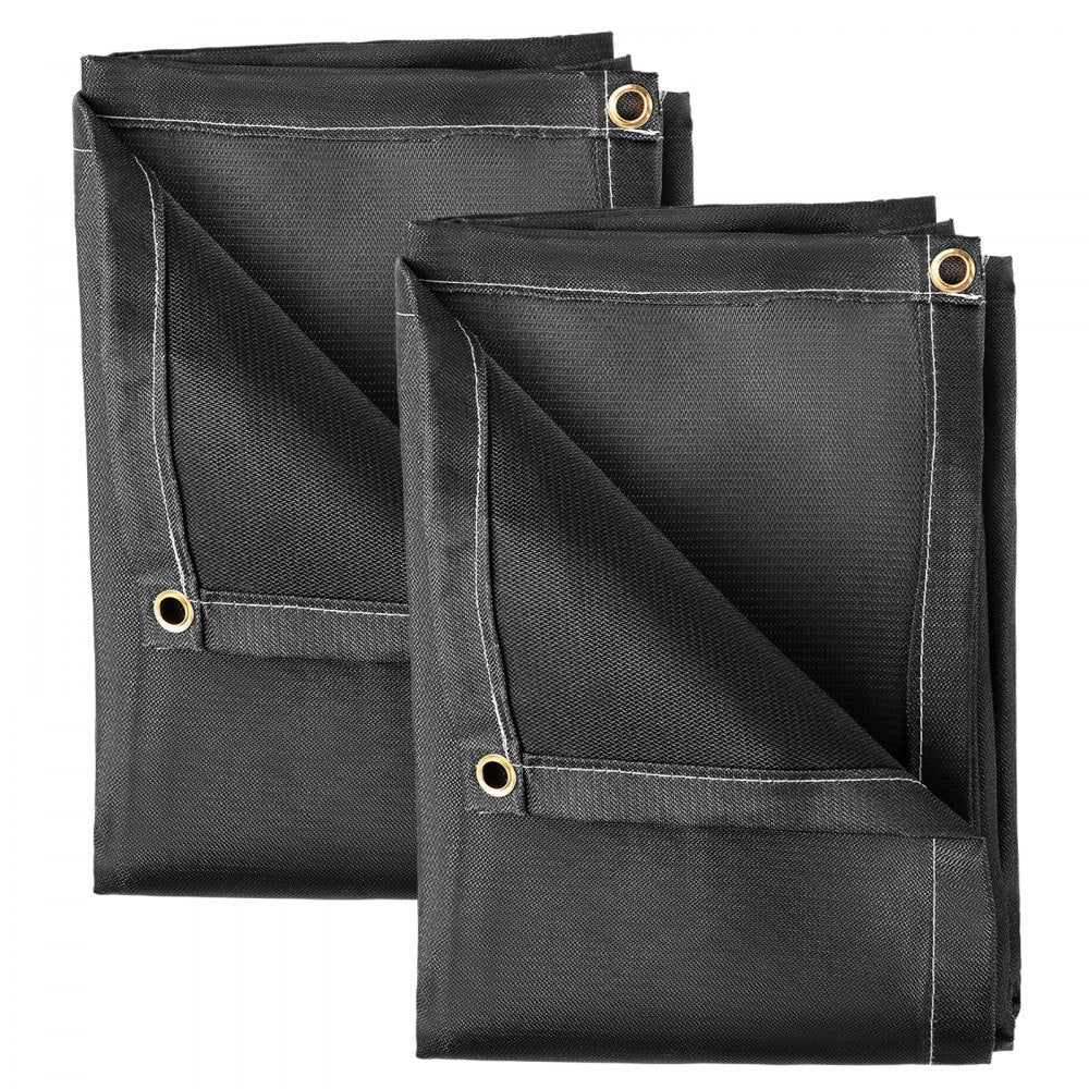 VEVOR Fire Blankets, 2 Pack Welding Blankets, 8\' x 10\' Fire Suppression Blanket, 1022°F Flame Retardant Blanket, Black Fire Emergency Blankets, Fiberglass Fire Retardant Blanket with 12 Brass Gromme