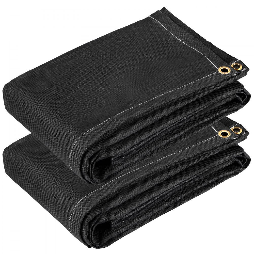 VEVOR Fire Blankets, 2 Pack Welding Blankets, 8\' x 10\' Fire Suppression Blanket, 1022°F Flame Retardant Blanket, Black Fire Emergency Blankets, Fiberglass Fire Retardant Blanket with 12 Brass Gromme