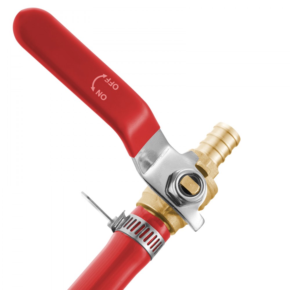 VEVOR PEX Ball Valve, 10 Pieces, 1/2 in PEX Brass Ball Valve, PEX Full Port Brass Ball Valves, Quarter Turn Hot (Red) Cold (Blue) PEX Full Port Ball Valve, for Kitchen, Hydronic Heating, Bathroom