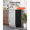 VEVOR Outdoor Beverage Refrigerator, 15 Inch Undercounter Drink Fridge, 304 Stainless Steel Door, 3.0 Cu. Ft, Hold 94 Cans, Powerful Cooling System, Built-in / Freestand Cooler, Home Bar & Patio
