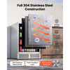VEVOR Outdoor Beverage Refrigerator, 24 Inch Undercounter Drink Fridge, 304 Stainless Steel Body, 5.0 Cu. Ft, Hold 180 Cans, Powerful Cooling System, Built-in / Freestand Cooler, Home Bar & Patio