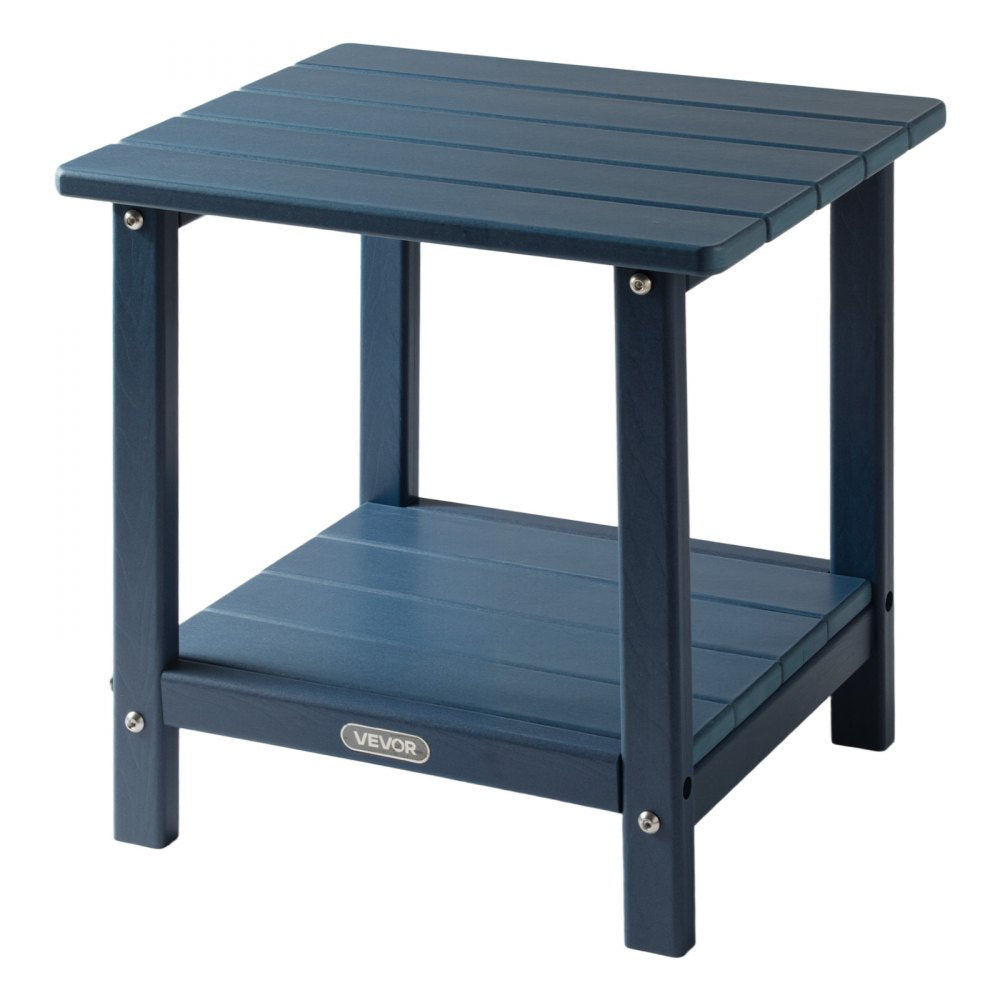 VEVOR Outdoor Side Table, 17.72W x 14.96D x 17.32H Inch, Double Layer HDPE Outside End Table for Easy Maintenance, Withstand Harsh Weather, Fit for Patio, Pool, Beach, Porch, Indoor, Backyard, Blue