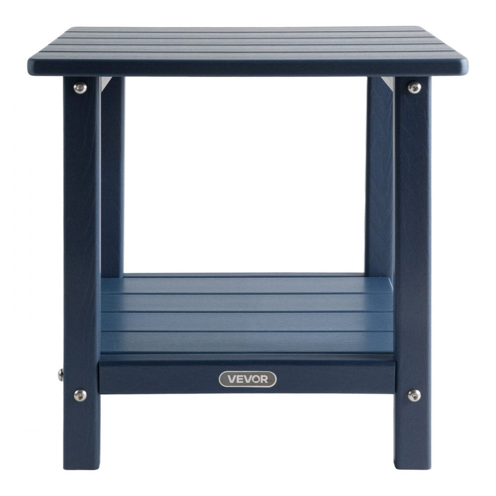 VEVOR Outdoor Side Table, 17.72W x 14.96D x 17.32H Inch, Double Layer HDPE Outside End Table for Easy Maintenance, Withstand Harsh Weather, Fit for Patio, Pool, Beach, Porch, Indoor, Backyard, Blue