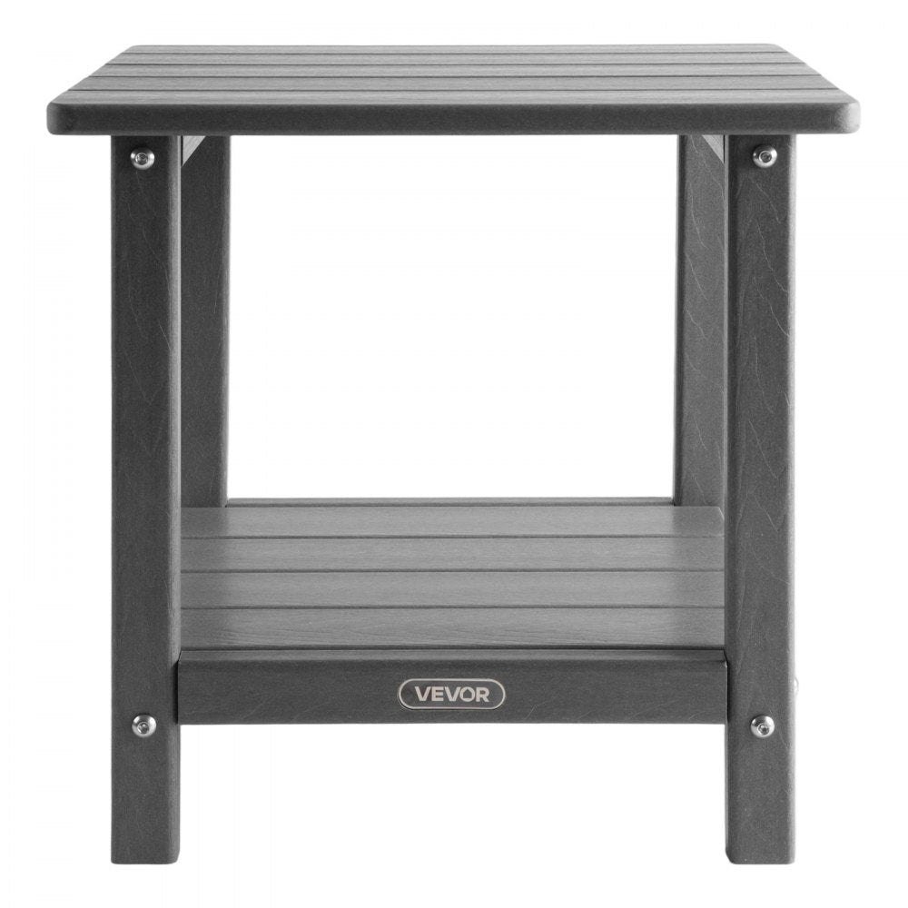 VEVOR Outdoor Side Table, 17.72W x 14.96D x 17.32H Inch, Double Layer HDPE Outside End Table for Easy Maintenance, Withstand Harsh Weather, Fit for Patio, Pool, Beach, Porch, Indoor, Backyard, Grey