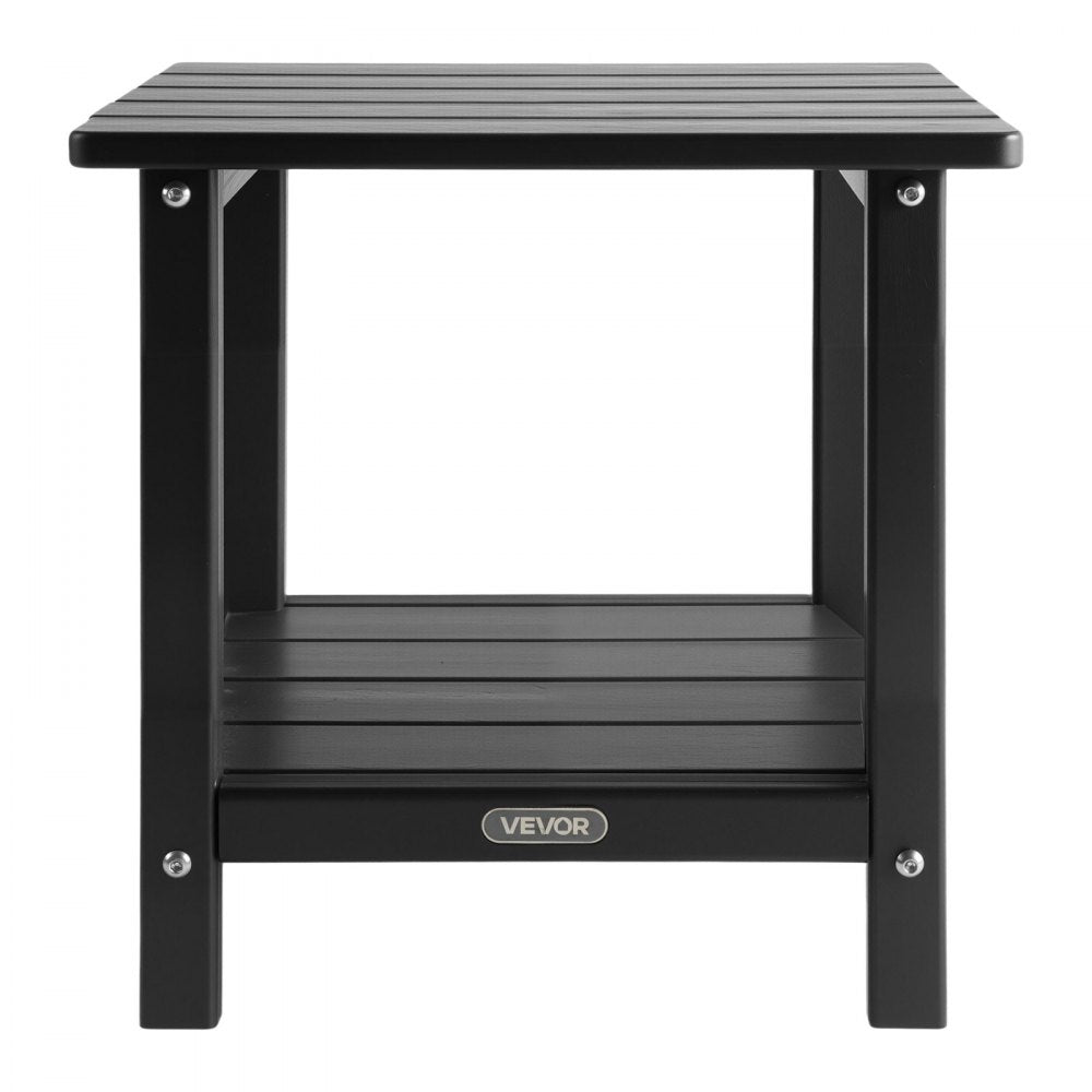 VEVOR Outdoor Side Table, 17.72W x 14.96D x 17.32H Inch, Double Layer HDPE Outside End Table for Easy Maintenance, Withstand Harsh Weather, Fit for Patio, Pool, Beach, Porch, Indoor, Backyard, Black