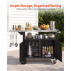 VEVOR Outdoor Grill Cart with Storage Cabinet, 48.9 Inch Grill Table, Waterproof Kitchen Island with Stainless Steel Top, Shelf, and Wheels, Movable Food Prep Station for Patio Bar Backyard BBQ