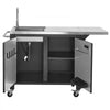 VEVOR Outdoor Grill Cart with Sink and Storage Cabinet, 52 Inch Grill Table, Waterproof Kitchen Island with Stainless Steel Top, Spice Rack, Wheel, Movable Food Prep Station for Patio Bar Backyard BBQ
