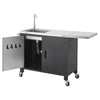 VEVOR Outdoor Grill Cart with Sink and Storage Cabinet, 52 Inch Grill Table, Waterproof Kitchen Island with Stainless Steel Top, Spice Rack, Wheel, Movable Food Prep Station for Patio Bar Backyard BBQ