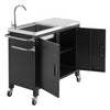VEVOR Outdoor Grill Cart with Sink and Storage Cabinet, 38 Inch Grill Table, Waterproof Kitchen Island with Stainless Steel Top, Spice Rack, Wheel, Movable Food Prep Station for Patio Bar Backyard BBQ