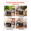 VEVOR Outdoor Grill Cart with Storage Cabinet, 74.8 Inch Grill Table, Waterproof Kitchen Island with Stainless Steel Top, Pull-Out Plate, Wheels, Movable Food Prep Station for Patio Bar Backyard BBQ