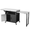 VEVOR Outdoor Grill Cart with Storage Cabinet, 74.8 Inch Grill Table, Waterproof Kitchen Island with Stainless Steel Top, Pull-Out Plate, Wheels, Movable Food Prep Station for Patio Bar Backyard BBQ
