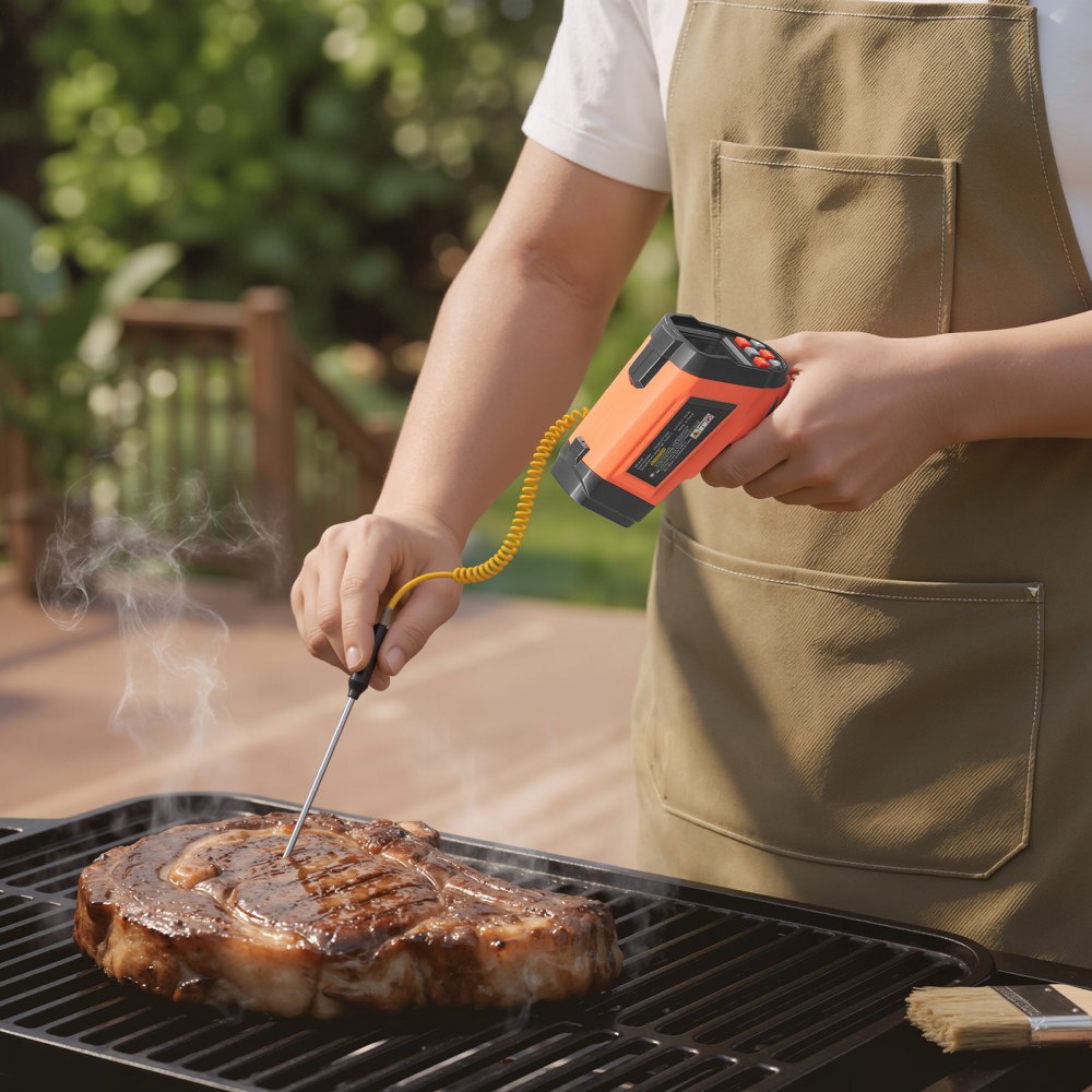 VEVOR Infrared Thermometer, -22℉ to 2912℉ Dual-Mode IR Thermometer Gun with K-Type Thermocouple, Dual Laser Heat Temperature Gun Non-Contact for Metal Smelting/Engine/Industry/Cooking (Not for Human)
