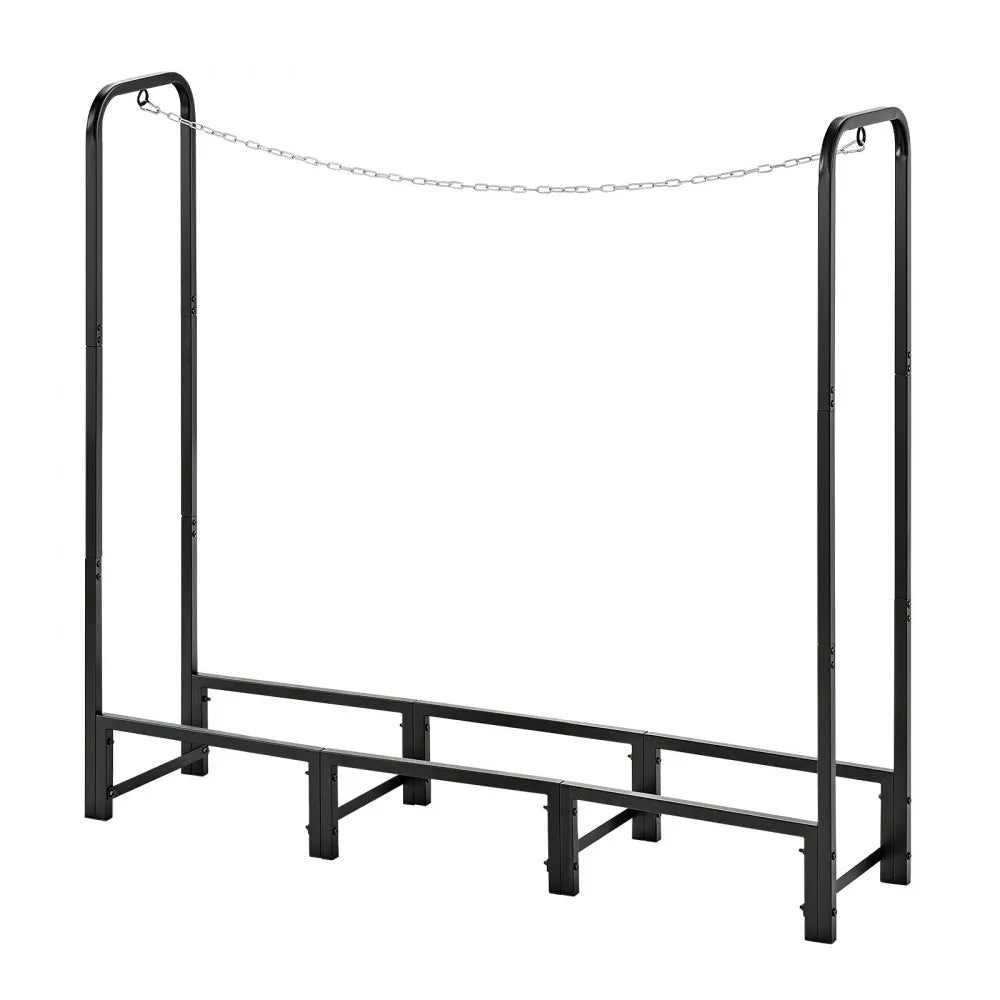 VEVOR Firewood Rack 4ft 1/4 Cord Heavy Duty Outdoor Wood Storage Holder, for Fireplace Patio Deck, 550 lbs Load Capacity, Carbon Steel Frame Fire Log Stacker Stand, Metal Wood Pile Organizer, Black