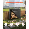 VEVOR Firewood Rack with Waterproof Cover, 4 ft Outdoor Firewood Holder, 1/4 Cord Storage Metal Log Holder, 400lb Max Weight Capacity, Full Covered, Powder-Coated Wood Storage Rack for Fireplace Deck