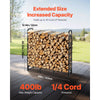VEVOR Firewood Rack with Waterproof Cover, 4 ft Outdoor Firewood Holder, 1/4 Cord Storage Metal Log Holder, 400lb Max Weight Capacity, Full Covered, Powder-Coated Wood Storage Rack for Fireplace Deck