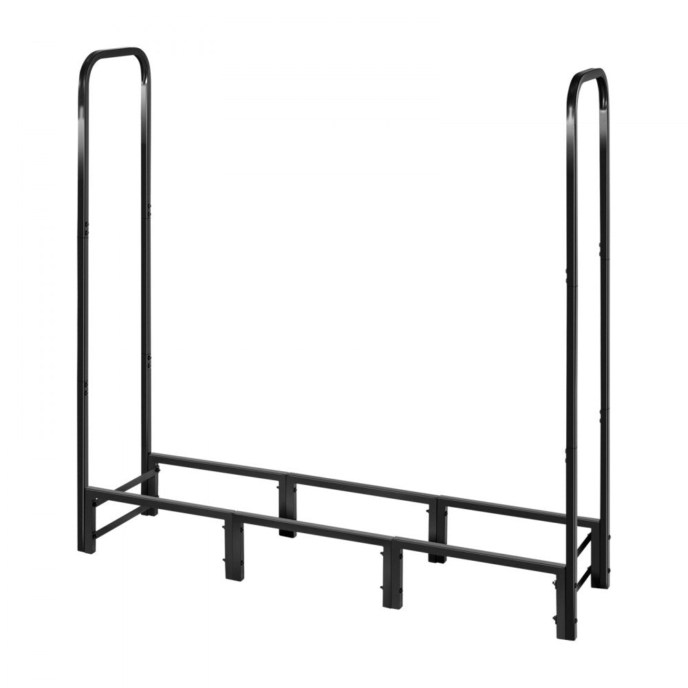 VEVOR Firewood Rack with Waterproof Cover, 4 ft Outdoor Firewood Holder, 1/4 Cord Storage Metal Log Holder, 400lb Max Weight Capacity, Full Covered, Powder-Coated Wood Storage Rack for Fireplace Deck