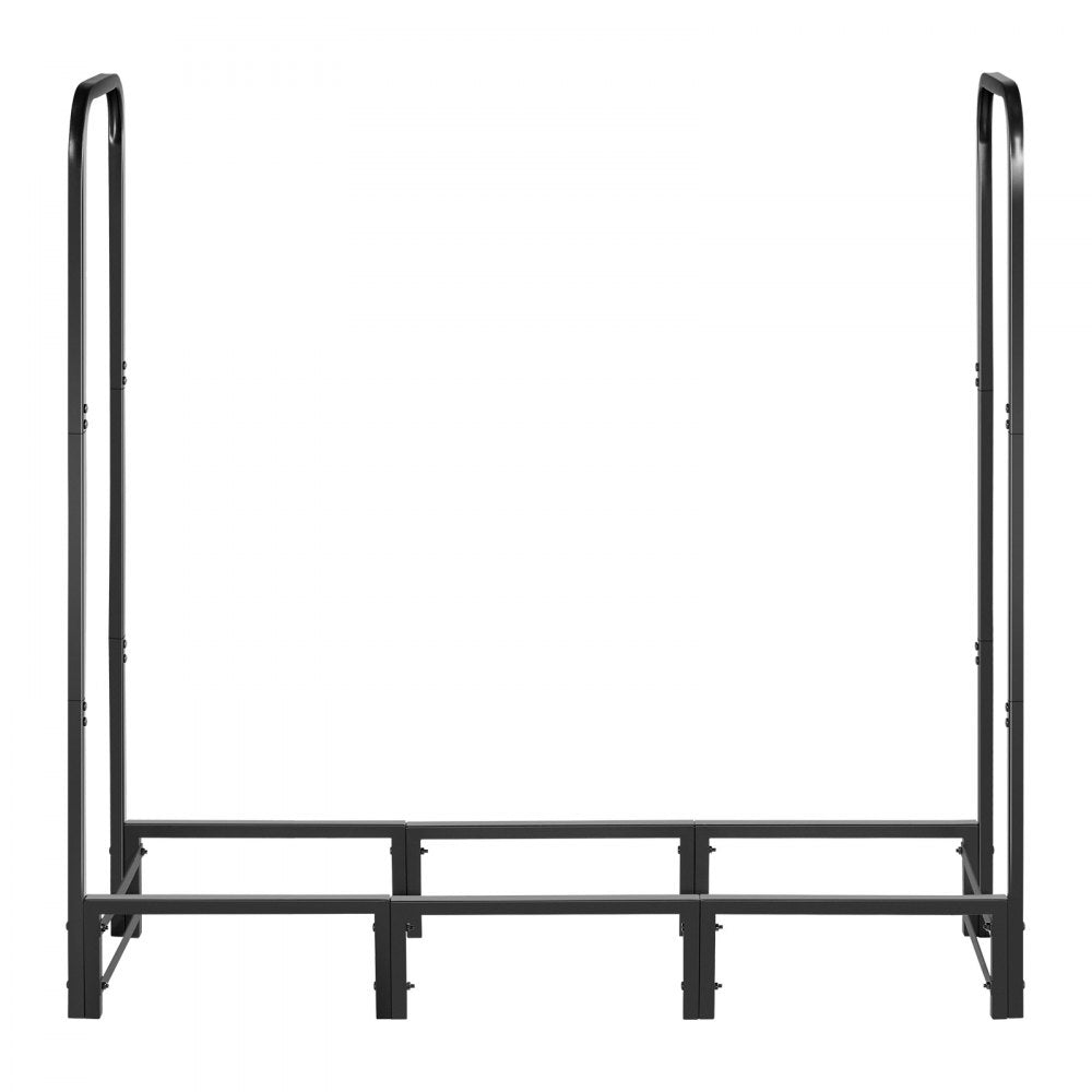 VEVOR Firewood Rack with Waterproof Cover, 4 ft Outdoor Firewood Holder, 1/4 Cord Storage Metal Log Holder, 400lb Max Weight Capacity, Full Covered, Powder-Coated Wood Storage Rack for Fireplace Deck