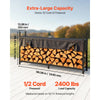 VEVOR Firewood Rack with Waterproof Cover 8ft 1/2 Cord Outdoor Wood Storage, for Fireplace Patio Deck, 2400 lbs Load Capacity Heavy Duty Fire Log Holder Stacker Stand, Metal Wood Pile Organizer, Black
