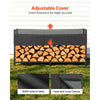 VEVOR Firewood Rack with Waterproof Cover 8ft 1/2 Cord Outdoor Wood Storage, for Fireplace Patio Deck, 2400 lbs Load Capacity Heavy Duty Fire Log Holder Stacker Stand, Metal Wood Pile Organizer, Black