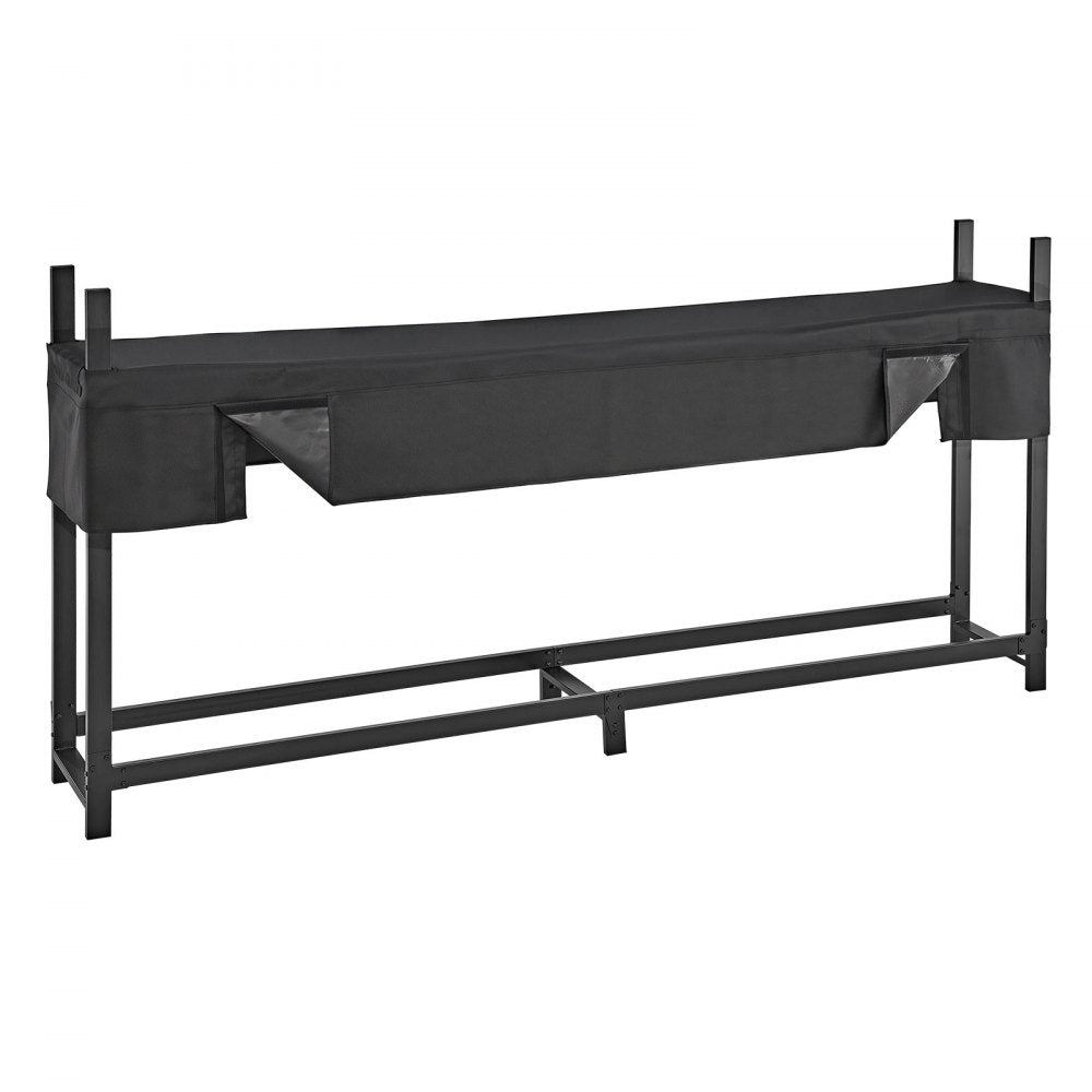 VEVOR Firewood Rack with Waterproof Cover 8ft 1/2 Cord Outdoor Wood Storage, for Fireplace Patio Deck, 2400 lbs Load Capacity Heavy Duty Fire Log Holder Stacker Stand, Metal Wood Pile Organizer, Black
