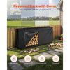 VEVOR Firewood Rack with Waterproof Cover, 8 ft Outdoor Firewood Holder, 1/2 Cord Storage Metal Log Holder, 660lb Max Weight Capacity, Top Covered, Powder-Coated Wood Storage Rack for Fireplace Deck