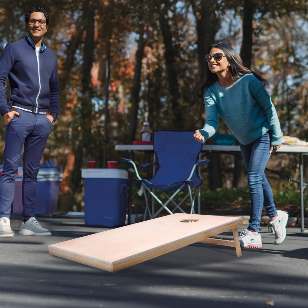 VEVOR Cornhole Set, 4x2 ft Corn Hole Game Boards, Solid Wood Portable Toss Board, Indoor and Outdoor Cornhole Play for Adults, Toss Game Include Carrying Case, for Yard, Backyard, Beach, Camping