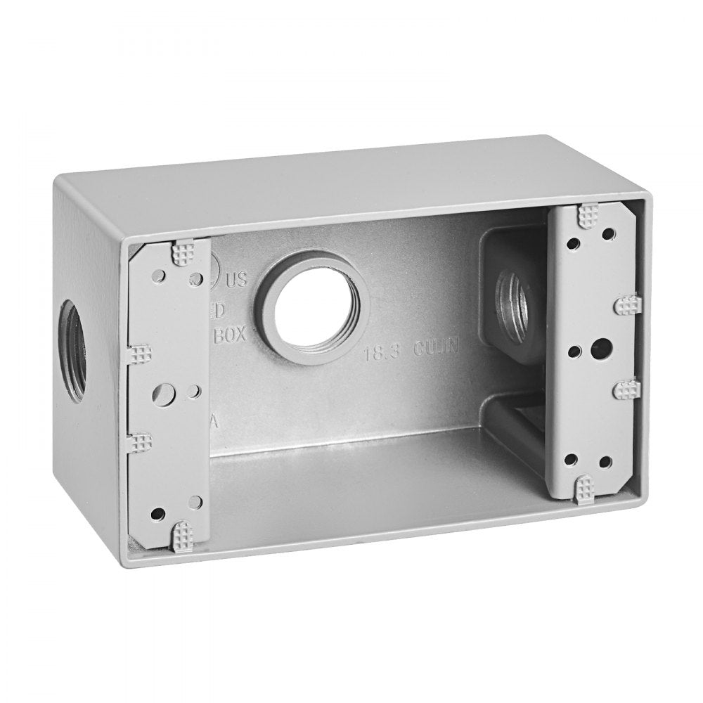 VEVOR Outdoor Electrical Box, 4.5 x 2.8 x 2 in, Weatherproof Outlet Junction Box, Suitable 1/2-Inch or 3/4-Inch Electrical Conduit, 18.3 Cu.In Large Capacity Plug Receptacle Protector, 4PCS, Gray
