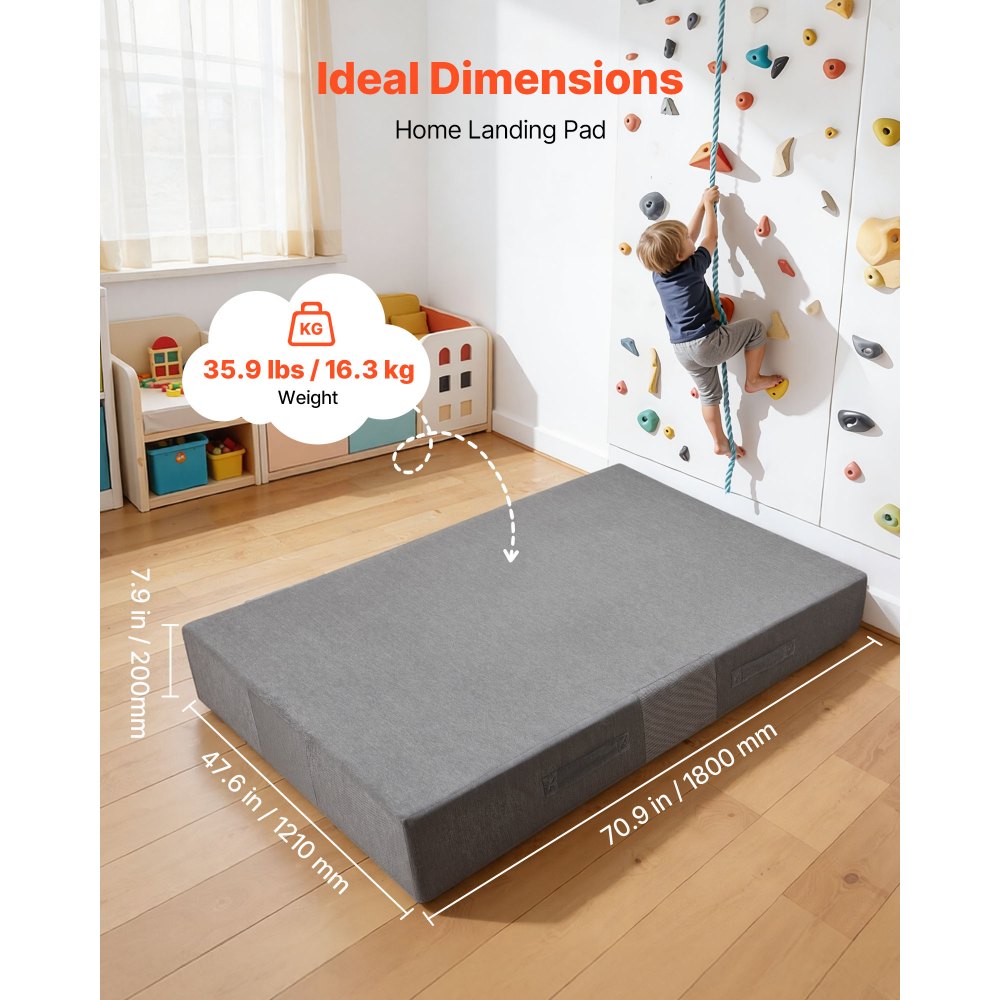 VEVOR Crash Pad, 6 x 4 ft Crash Pad for Kids Sensory with Soft Thick Foam and Washable Cover, Giant Pillow Mat Large Sensory Room Equipment for Children and Adults Jumping, Play, Climbing & Gymnastics