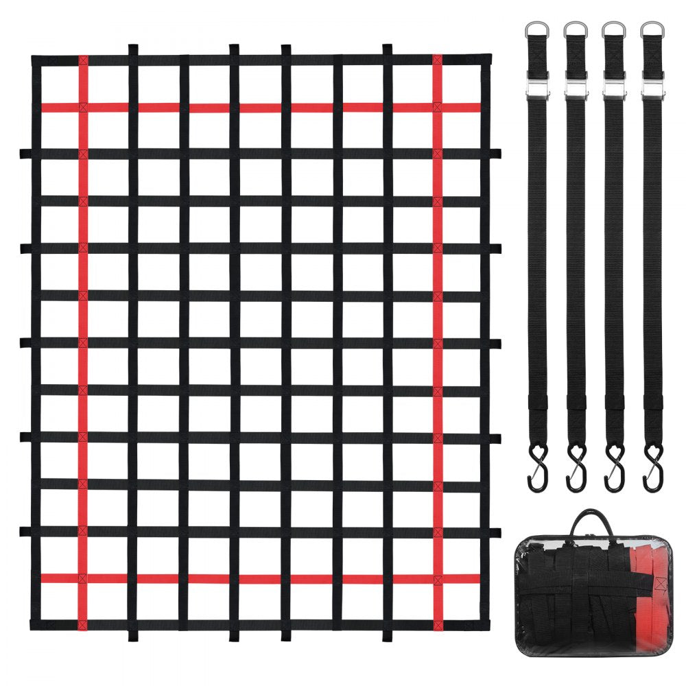 VEVOR Cargo Net, 96 in x 72 in, Heavy Duty Truck Cargo Net for Truck Bed, 4 Adjustable Straps with Buckles and S-Hooks, Wear-resistant & Weather-proof, Suitable for Pickup, Truck, Jeep, SUV, Boat