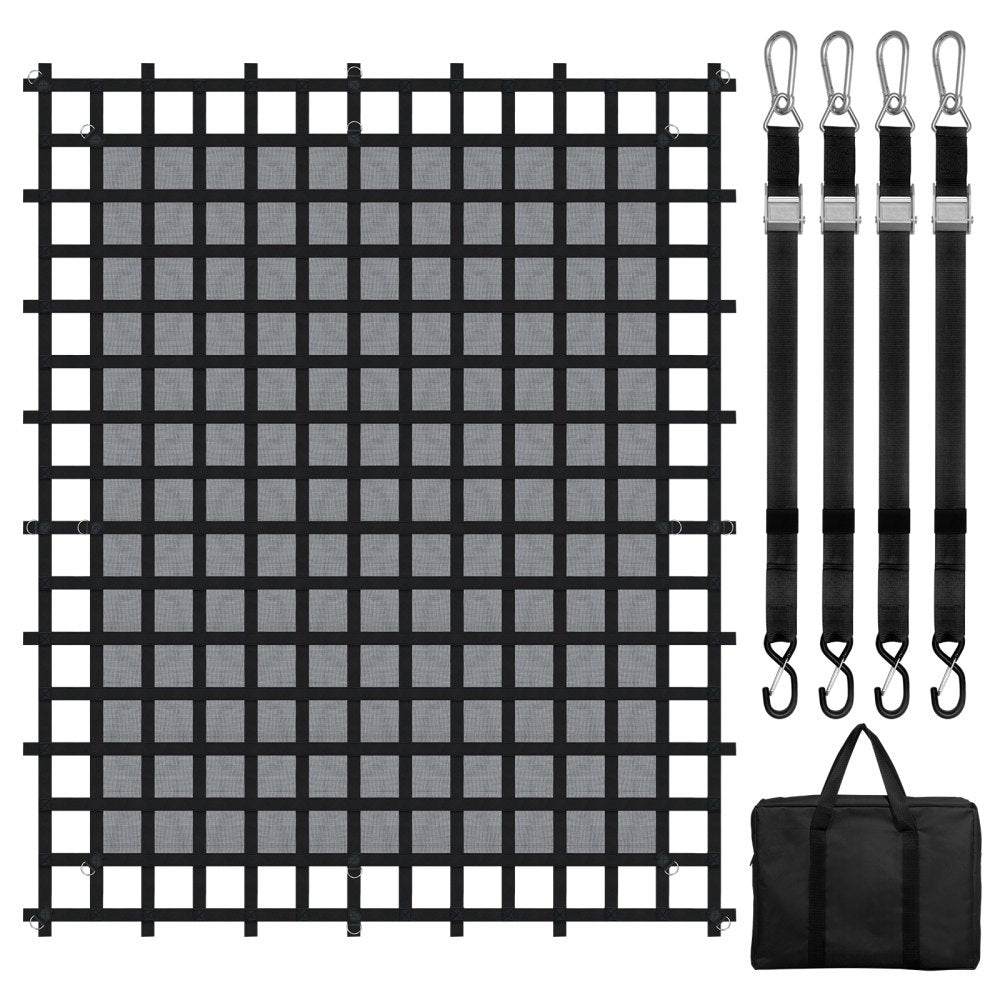 VEVOR Cargo Net, 120 in x 105 in, Heavy Duty Truck Cargo Net for Truck Bed, 4 Adjustable Straps with Carabiners & S-Hooks, Wear-resistant & Weather-proof, Suitable for Pickup, Truck, Jeep, SUV, Boat