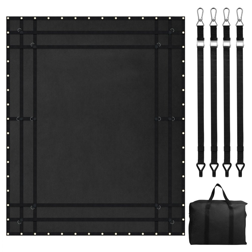 VEVOR Cargo Net, 120 in x 105 in, Heavy Duty Truck Cargo Net for Truck Bed, 4 Adjustable Straps with Carabiners and Rubber Coated Hooks, Durable, Suitable for Pickup, Jeep, Truck, SUV, Boat (Black)