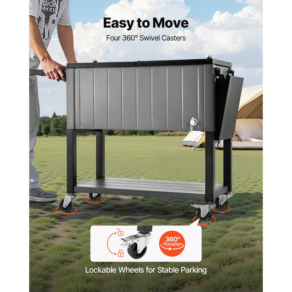 VEVOR 80QT rolling ice chest - easy to move with 360° swivel casters
