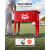 VEVOR 80 Quart Rolling Ice Chest, Holds up to 50 Bottles / 110 Cans, Portable Patio Party Bar Drink Cooler Cart with 4 Swivel Casters (2 with Brakes), Beverage Cooler Trolley with Bottle Opener, Red