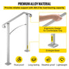 VEVOR Outdoor Stair Railing, Fit 2 or 3 Steps Alloy Metal Handrailing, Front Porch Flexible Transitional Handrail, Arch Step Rail with Installation Kit, for Concrete or Wooden Stairs, Silver
