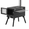 VEVOR Wood Stove Portable Wood Burning Camping Tent Stove Carbon Steel, for Outdoor Heating Cooking Drying, with Extended Chimney Pipes, Separate Ash Drawer, Heat-Resistant Glass Window, Gloves