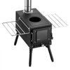 VEVOR Wood Stove Portable Wood Burning Camping Tent Stove Carbon Steel, for Outdoor Heating Cooking Drying, with Extended Chimney Pipes, Separate Ash Drawer, Heat-Resistant Glass Window, Gloves