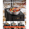 VEVOR Wood Stove with Dual Sliders Control Wood Burning Camping Tent Stove, for Outdoor Heating Cooking Drying, Carbon Steel, with Extended Chimney Pipes, Retractable Bracket, and Spark Arrest Tube