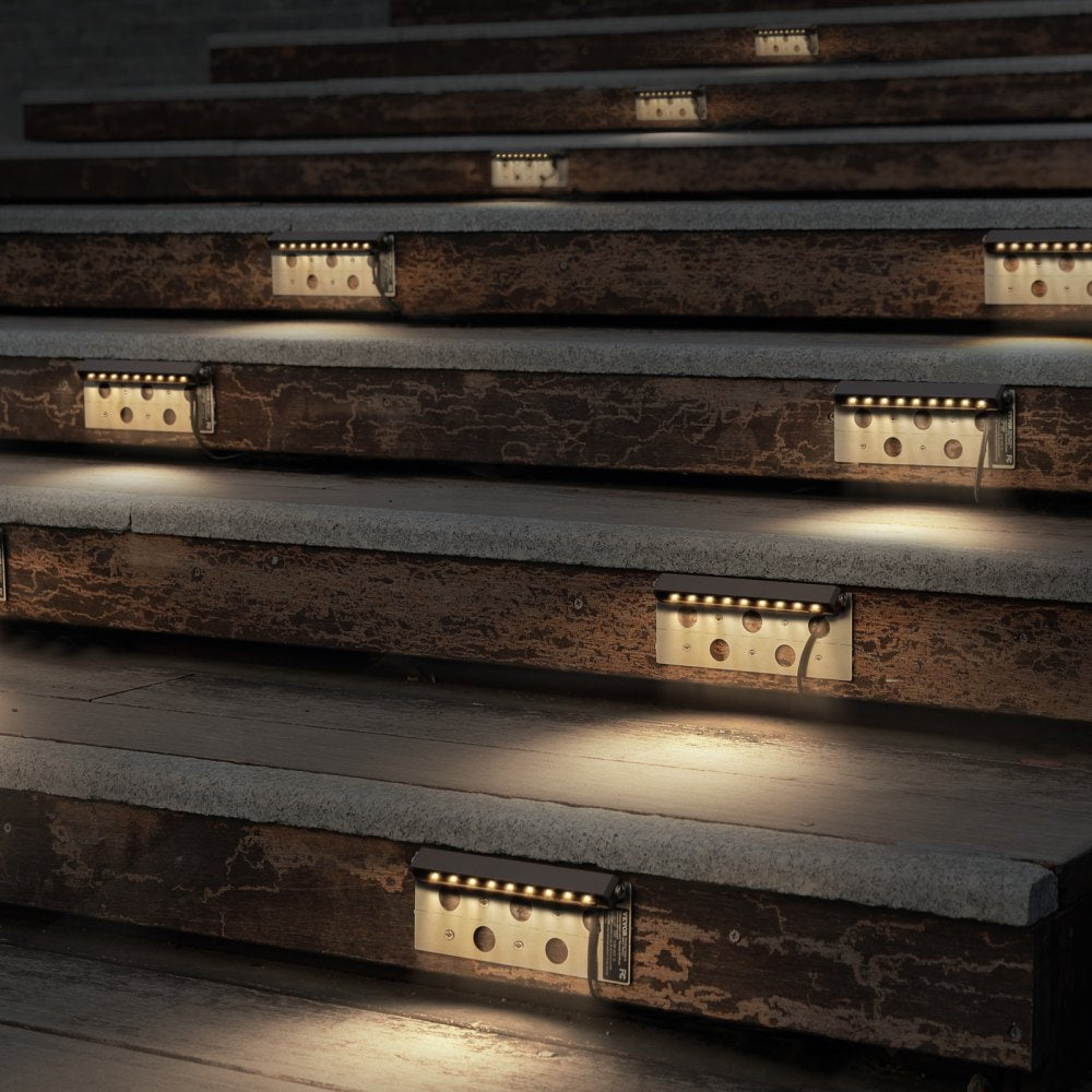 VEVOR LED Landscape Illumination, 6.8'' Wall Retention Lighting, 3W 12V-24V AC/DC Energy-Efficient Paver Illumination, IP68 Weather-Resistant Outdoor Pathway Lights, 3000K Adjustable Terrace Lights