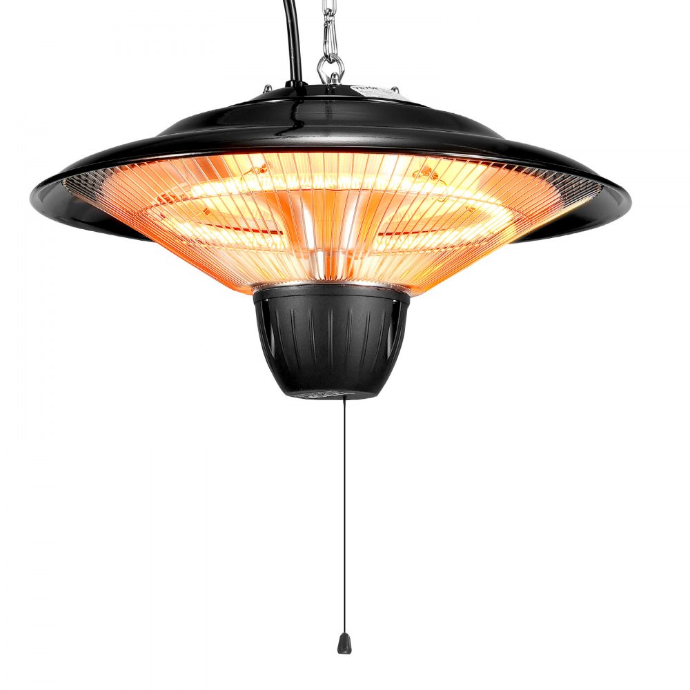 VEVOR Hanging Patio Heater, 1500W Electric Space Infrared Heater, IP34 Protection with 23.6 inch Pull Cord & Adjustable Chain, for Porch,Patio,Dining Room,Studio Outdoor/Indoor