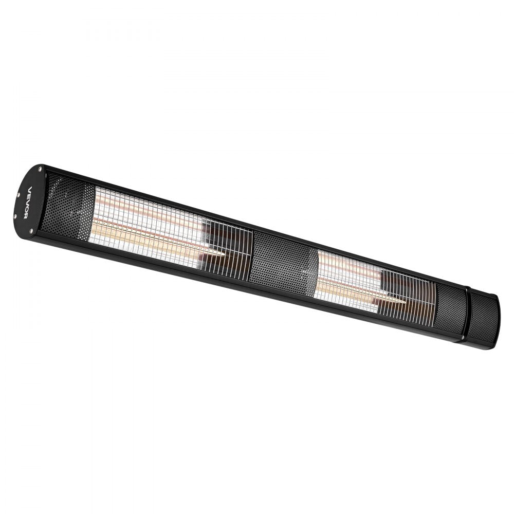 VEVOR Infrared Heater 3000W Electric Space Heater for Outdoor Use Black, Remote & Mechanical Switch Control, 3 Heat Settings, Aluminum Alloy & Cold-Rolled Steel, for Patios, Backyards, Balconies