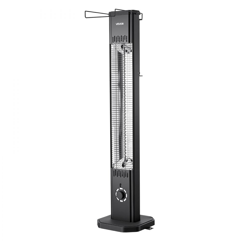 VEVOR Infrared Heater 1500W Electric Space Heater 8 Heat Settings Black, with Remote Control for Outdoor Use, 8H Timer, Overheat Protection, Cold-Rolled Steel, for Patios, Backyards, and Balconies