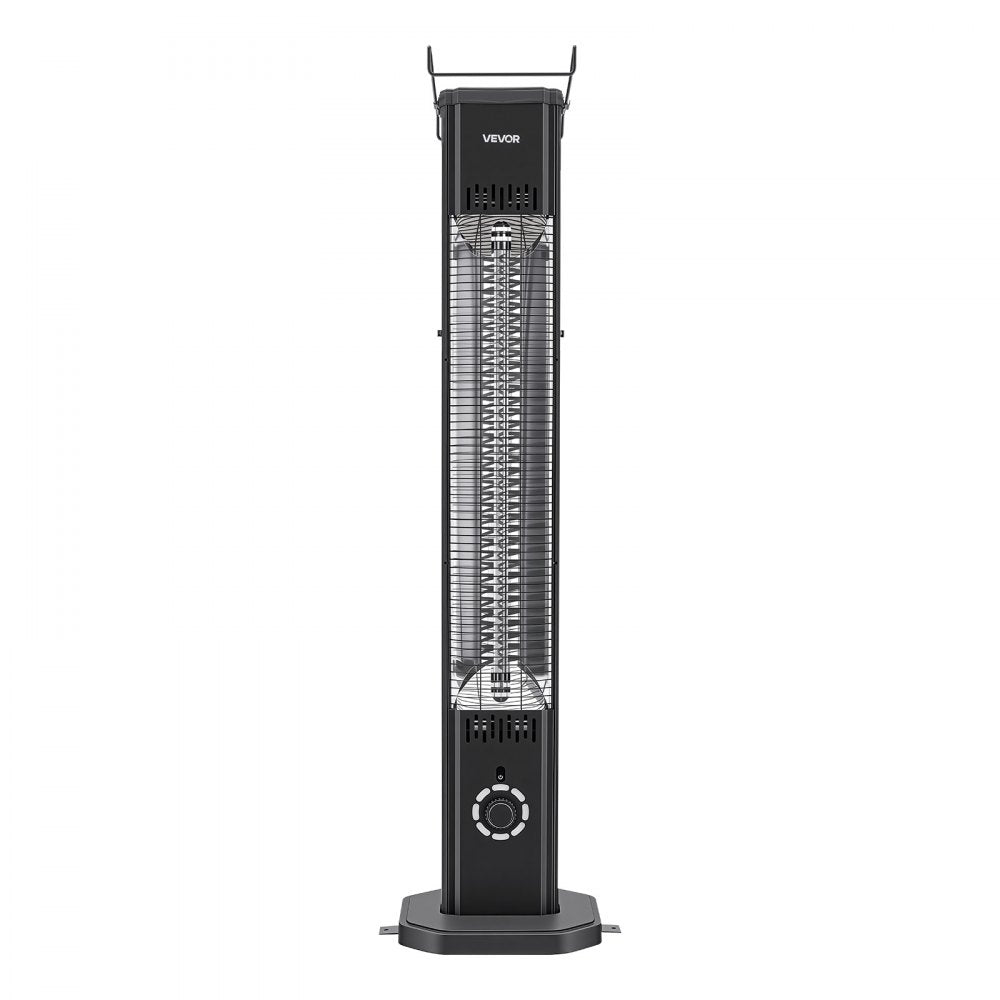 VEVOR Infrared Heater 1500W Electric Space Heater 8 Heat Settings Black, with Remote Control for Outdoor Use, 8H Timer, Overheat Protection, Cold-Rolled Steel, for Patios, Backyards, and Balconies