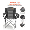 VEVOR Camping Folding Chair for Adults, Portable Heavy Duty Outdoor Quad Lumbar Back Padded Arm Chairs with Side Pockets, Cup Holder and Cooler Bag for Beach, Lawn, Picnic, Fishing, Backpacking, Black