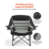 VEVOR Oversized Camping Chairs, 450 lbs Heavy Duty Support, Portable Padded Folding Camp Chairs with Dual Cup Holders & Wine Glass Holders, Carry Bag for Outdoor, Fishing, Black & Gray, 1 Pack