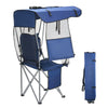 VEVOR Camping Chair with Canopy Shade, Folding Beach Chair with Canopy & Magazine Pocket, 2 Cup Holders, 330 lbs Heavy Duty Support, Carry Bags for Outdoor, Camp, Fishing, Tailgates, Deep Blue