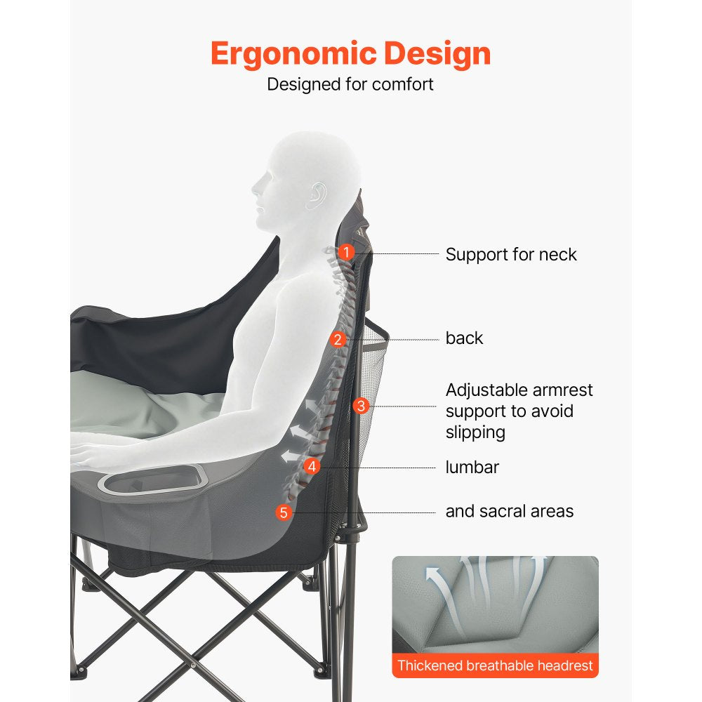VEVOR Double Camping Chair, Oversized Two Person Camp Chair with 660 lbs Heavy Duty Support, with Dual Cup Holders, Wine Glass Holders, Magazine Straps, Carry Bags for Outdoor, Beach, 1 Pack