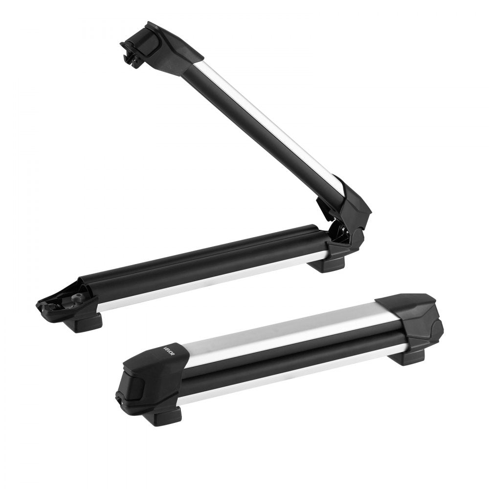 VEVOR Ski & Snowboard Roof Rack, Carry up to 4 Pairs of Skis or 2 Snowboards, 2 PCS Aluminum Universal Car Roof Rack with Lock & Rubber Padding, Carrier for Fishing Rod, Fit Most Slotted Crossbars