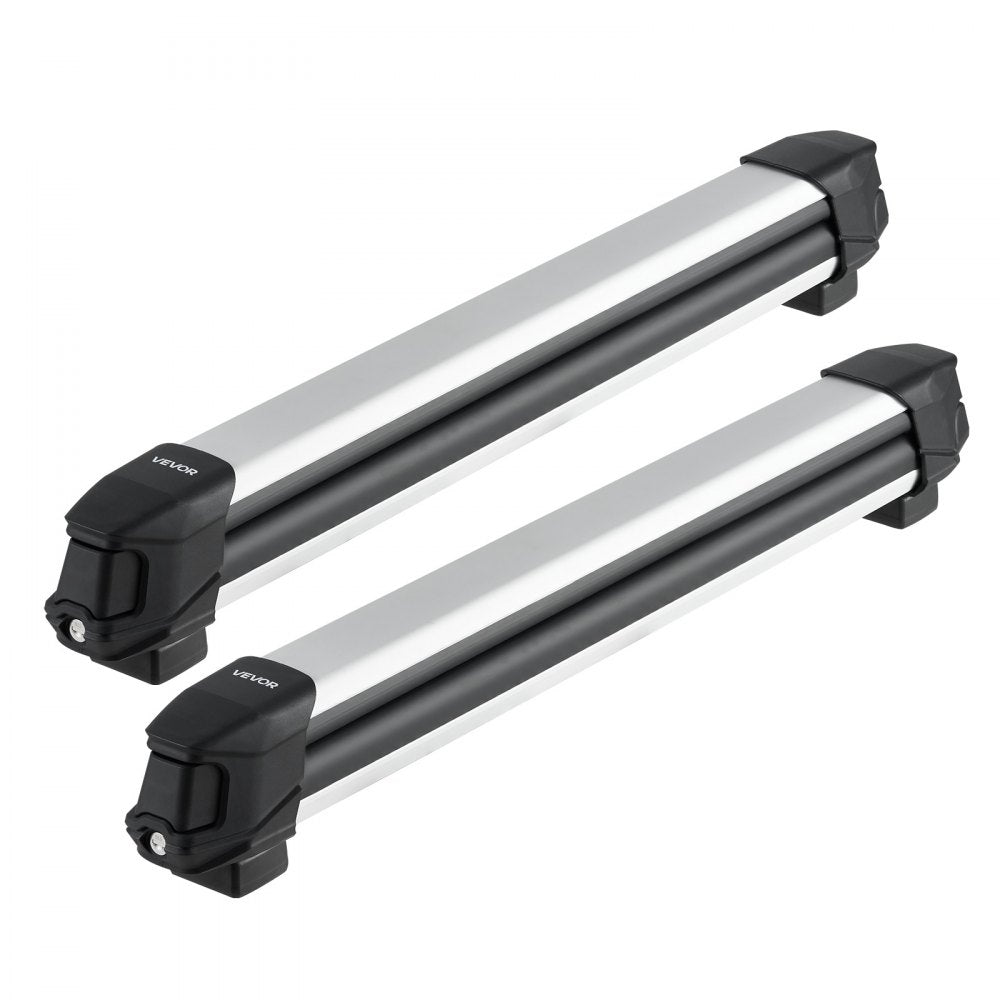 VEVOR Ski & Snowboard Roof Rack, Carry up to 6 Pairs of Skis or 4 Snowboards, 2 PCS Aluminum Universal Car Roof Rack with Lock & Rubber Padding, Carrier for Fishing Rod, Fit Most Slotted Crossbars