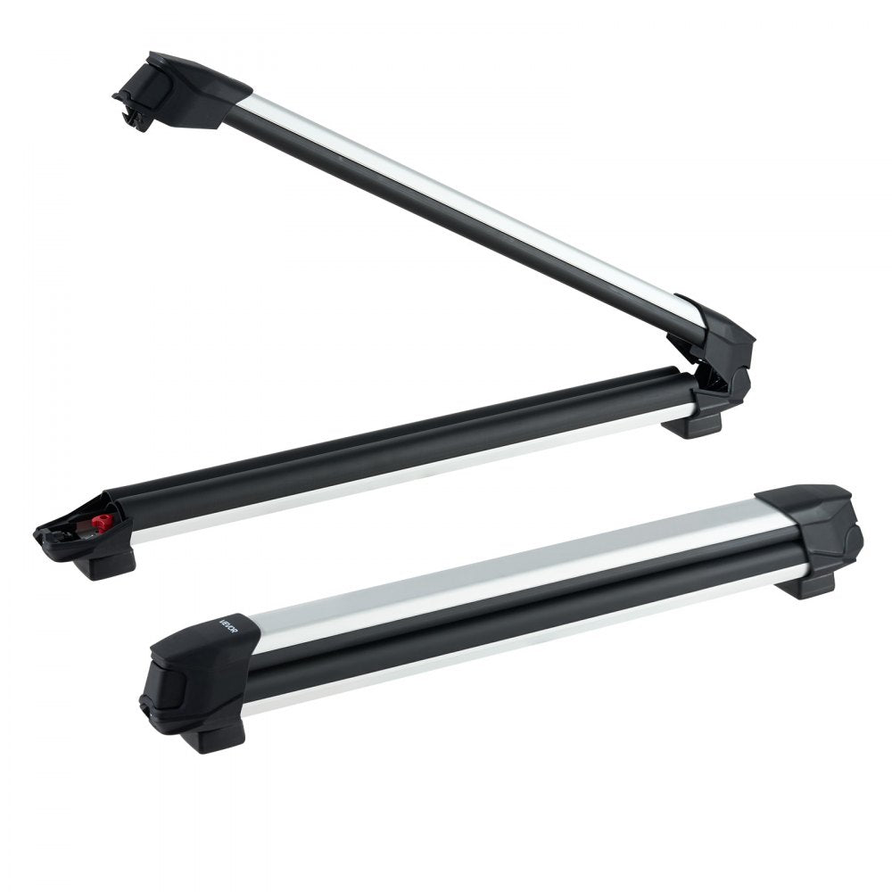 VEVOR Ski & Snowboard Roof Rack, Carry up to 6 Pairs of Skis or 4 Snowboards, 2 PCS Aluminum Universal Car Roof Rack with Lock & Rubber Padding, Carrier for Fishing Rod, Fit Most Slotted Crossbars